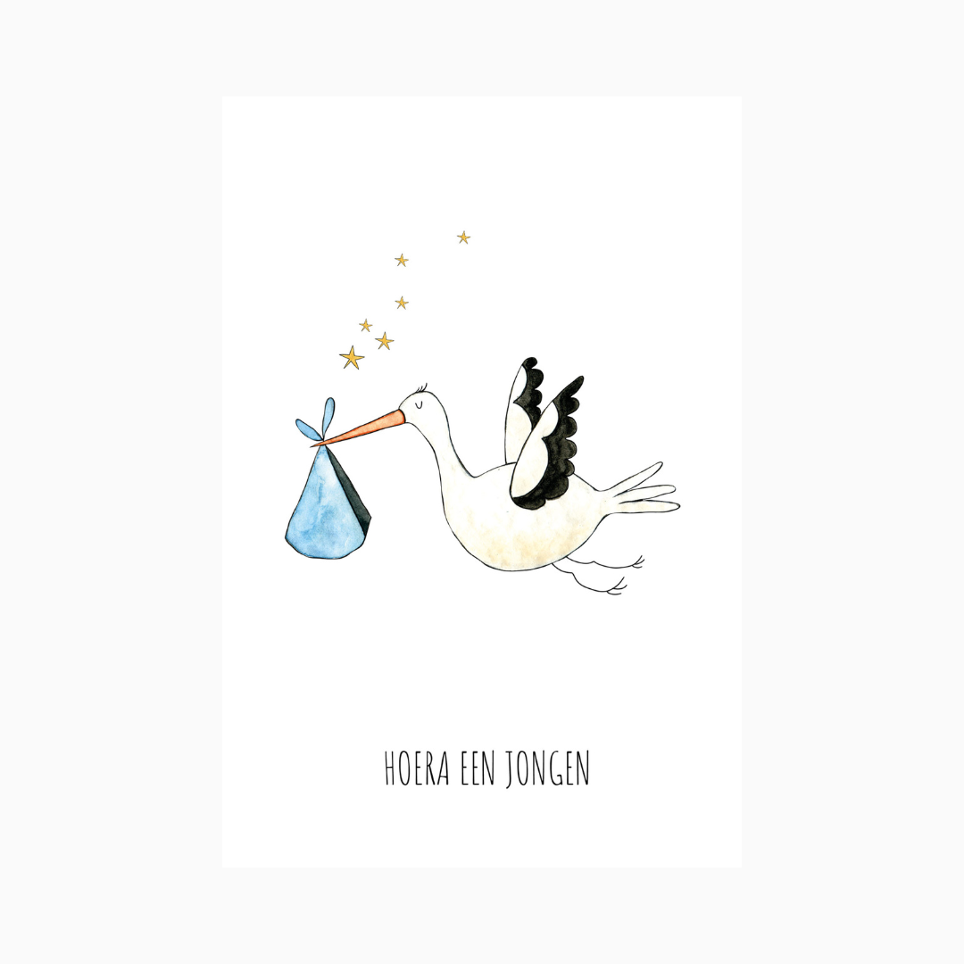 Juulz Illustration & design ansichtkaart - hoera een jongen