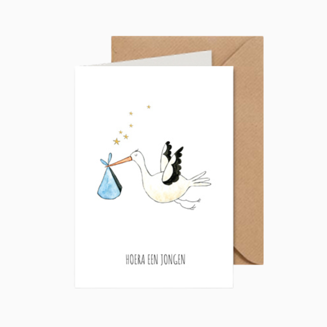 Juulz Illustration & design ansichtkaart - hoera een jongen