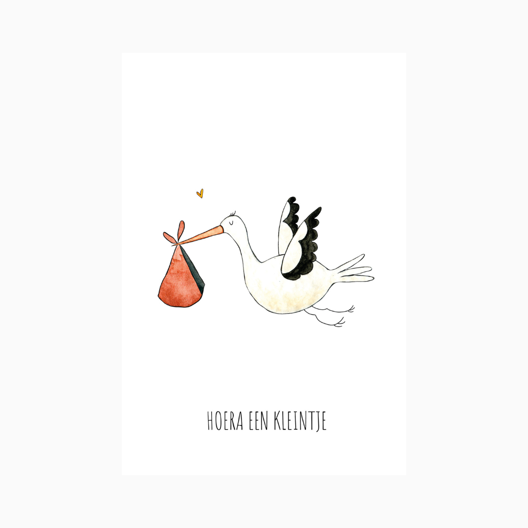 Juulz Illustration & design ansichtkaart - hoera een kleintje