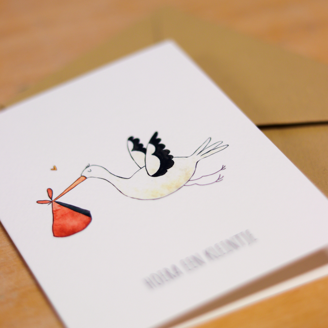 Juulz Illustration & design ansichtkaart - hoera een kleintje