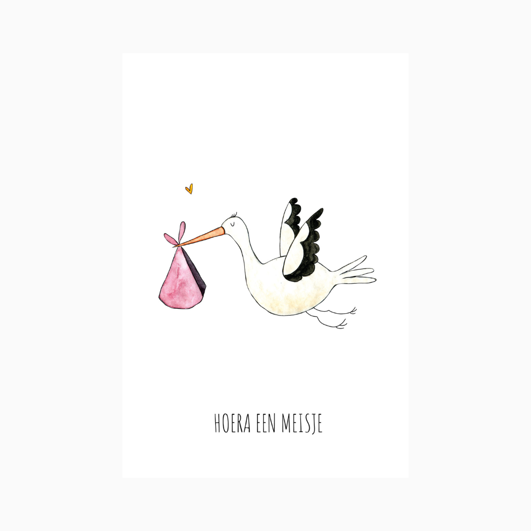 Juulz Illustration & design ansichtkaart - hoera een meisje