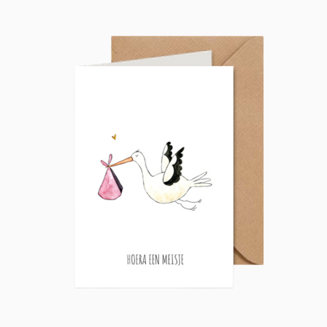 Juulz Illustration & design ansichtkaart - hoera een meisje