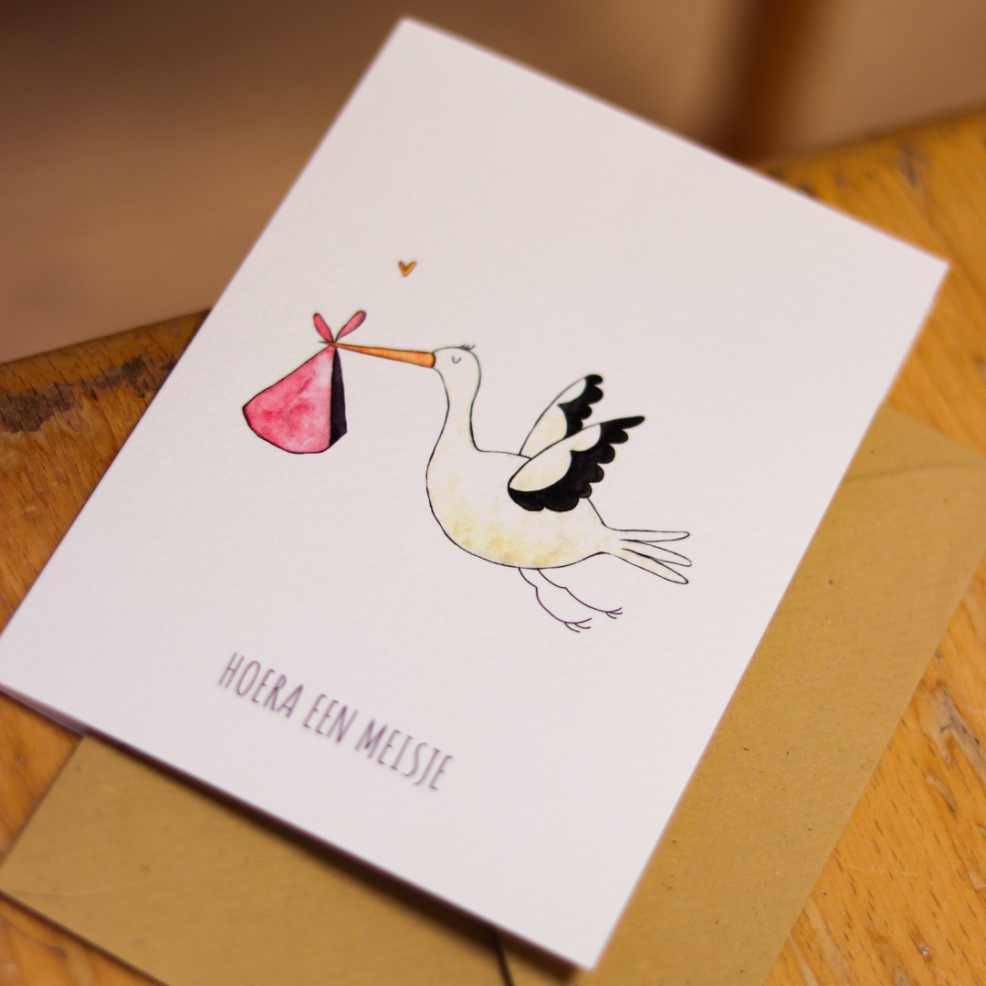 Juulz Illustration & design ansichtkaart - hoera een kleintje