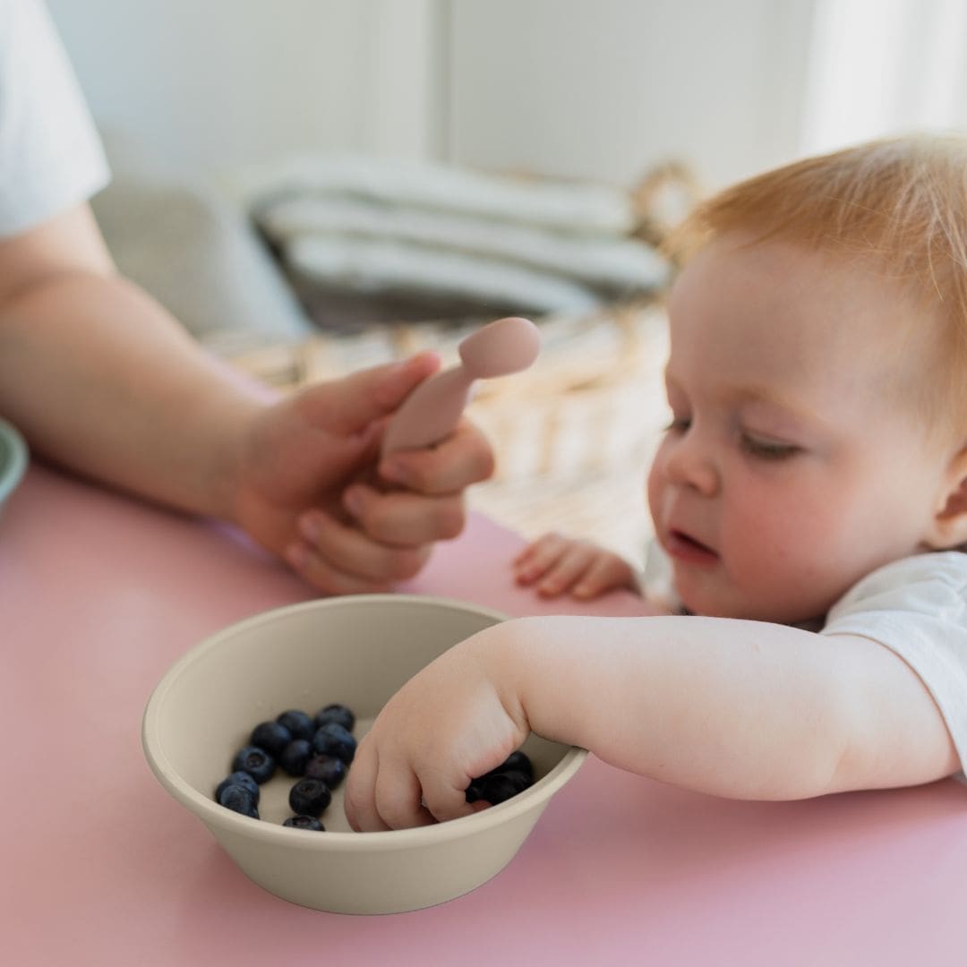 BIBS set met twee siliconen babylepels in de kleur blush roze