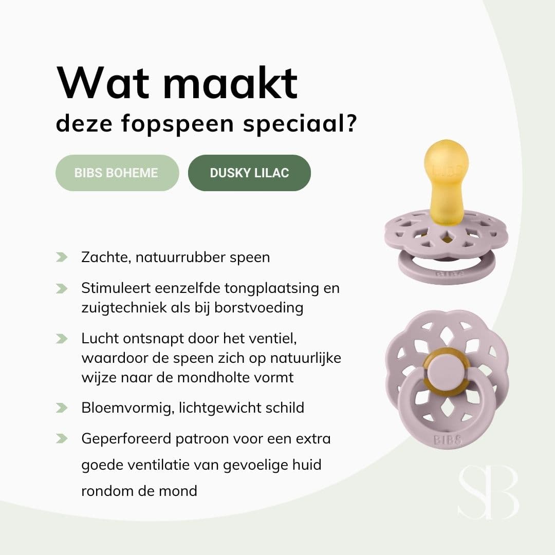 BIBS Boheme fopspeen met natuurrubber speen in de kleur dusky lilac lila