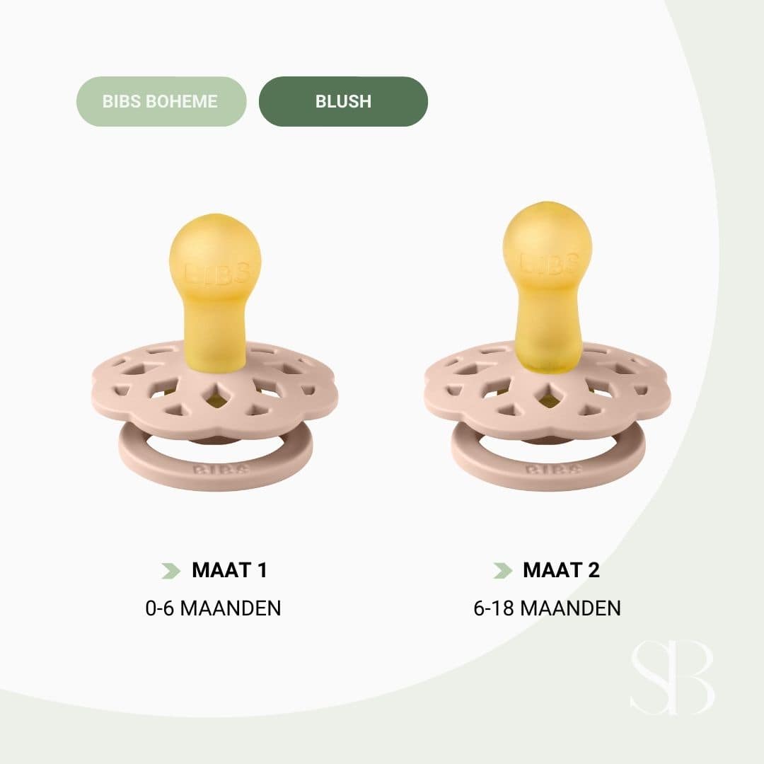 bibs boheme fopspeen met natuurrubber speen in de kleur blush oud roze
