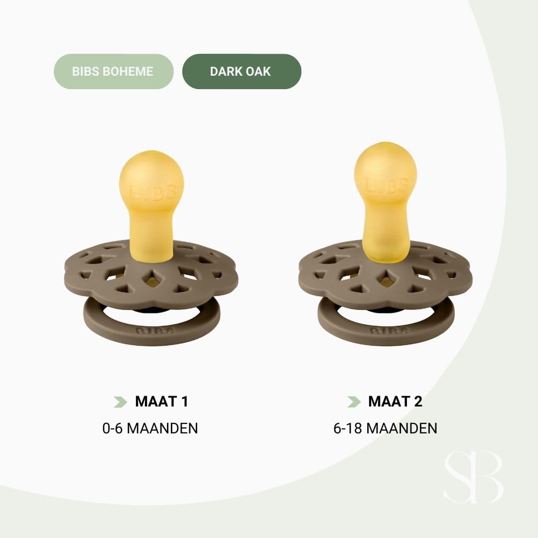 BIBS boheme fopspeen met natuurrubber speen in de kleur dark oak bruin