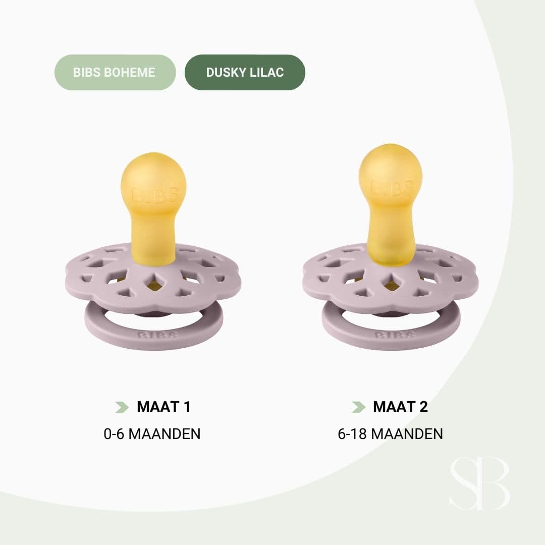 BIBS Boheme fopspeen met natuurrubber speen in de kleur dusky lilac lila