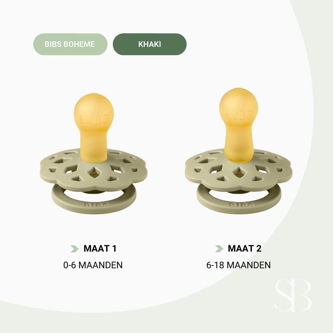 bibs boheme fopspeen met natuurrubber speen in de kleur khaki groen