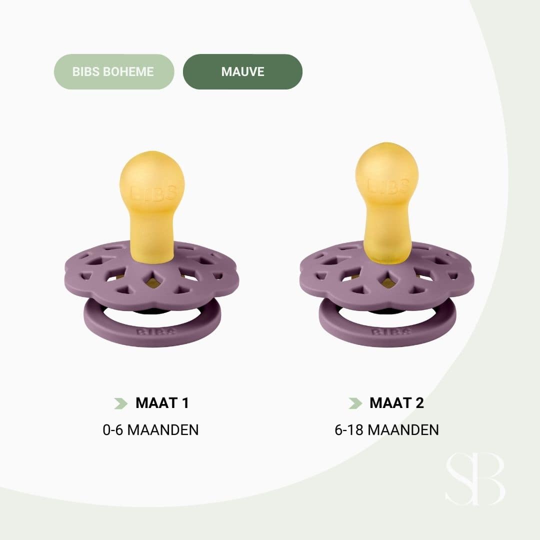 bibs boheme fopspeen met natuurrubber speen in de kleur mauve paars