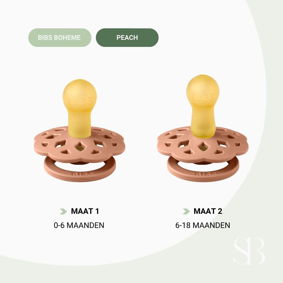 BIBS boheme fopspeen met natuurrubber speen in de kleur peach