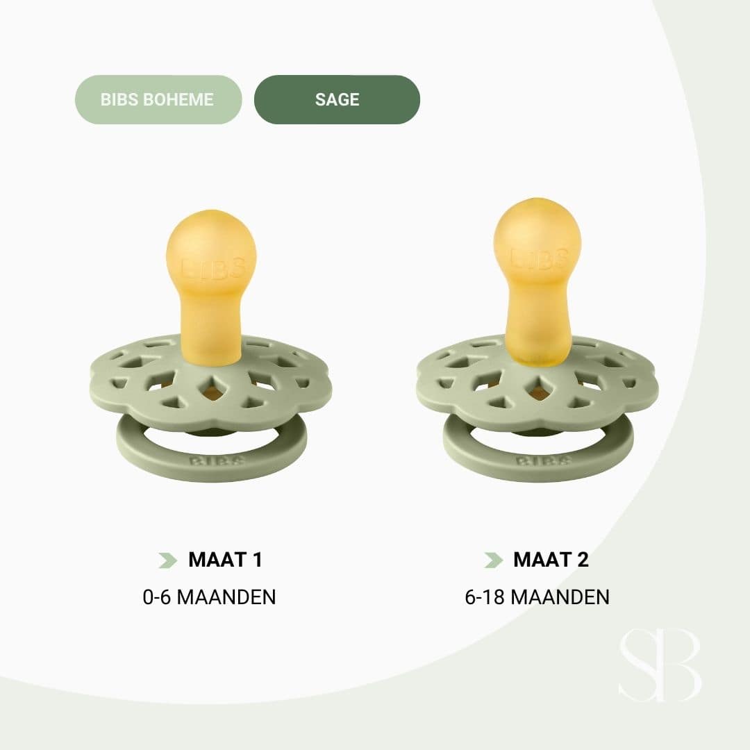 bibs boheme fopspeen met natuurrubber speen in de kleur sage oud groen