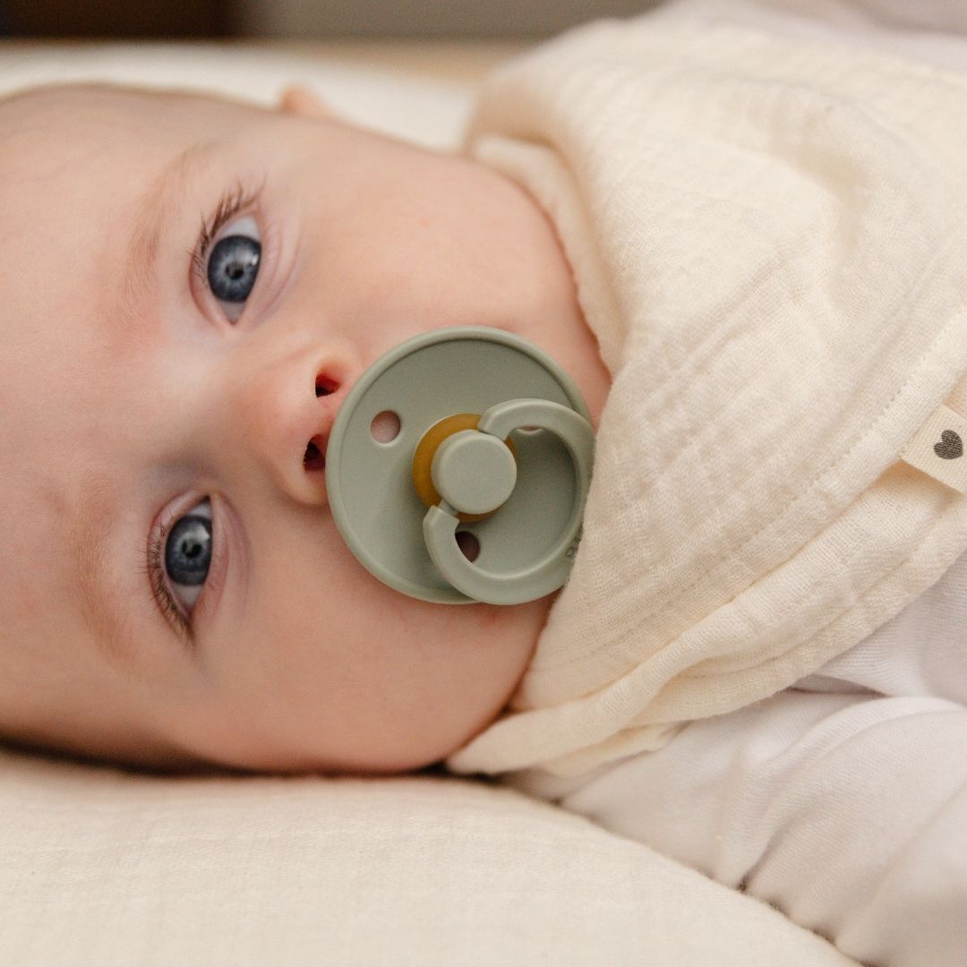 BIBS colour fopspeen met natuurrubber speen in de kleur sage