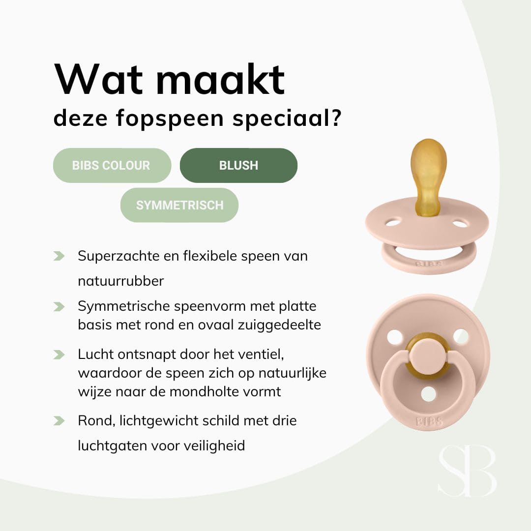 BIBS colour fopspeen met symmetrische speen van natuurrubber in de kleur blush