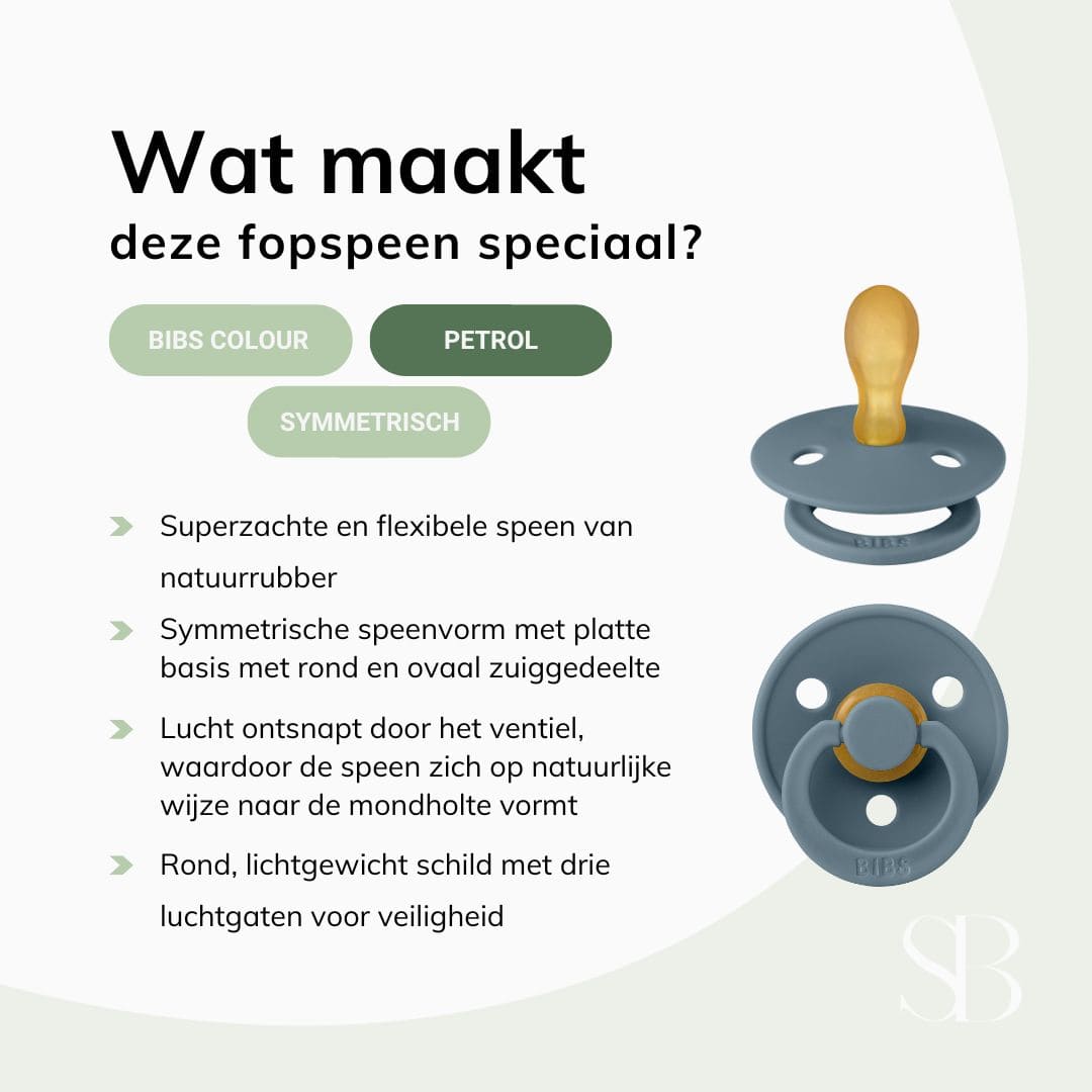 BIBS fopspeen met symmetrische speen in de kleur petrol blauw