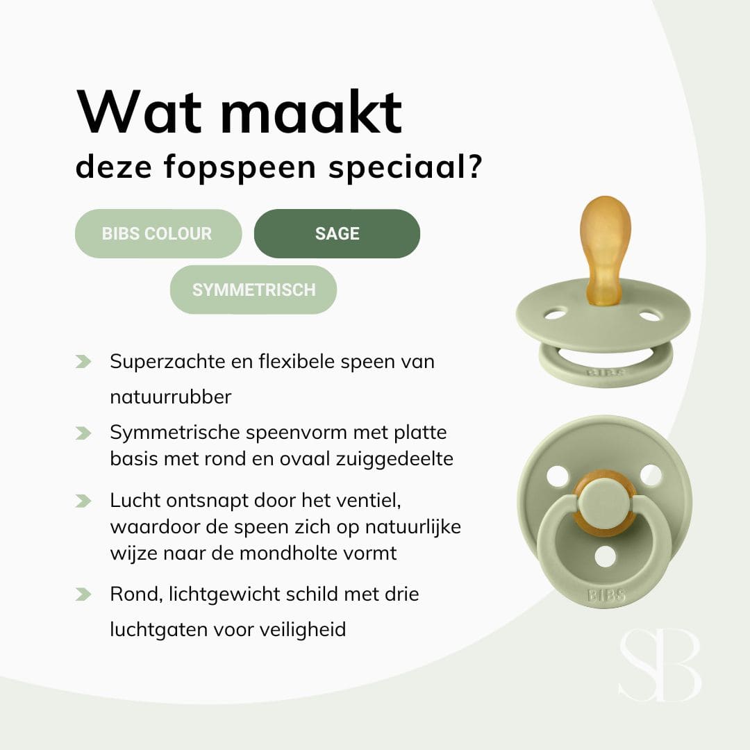 BIBS colour fopspeen met symmetrische speen van natuurrubber in de kleur sage oud groen