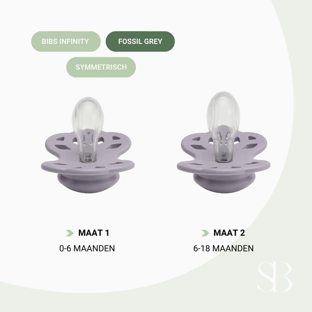 BIBS infinity silicone speen met symmetrische speenvorm in de kleur fossil grey