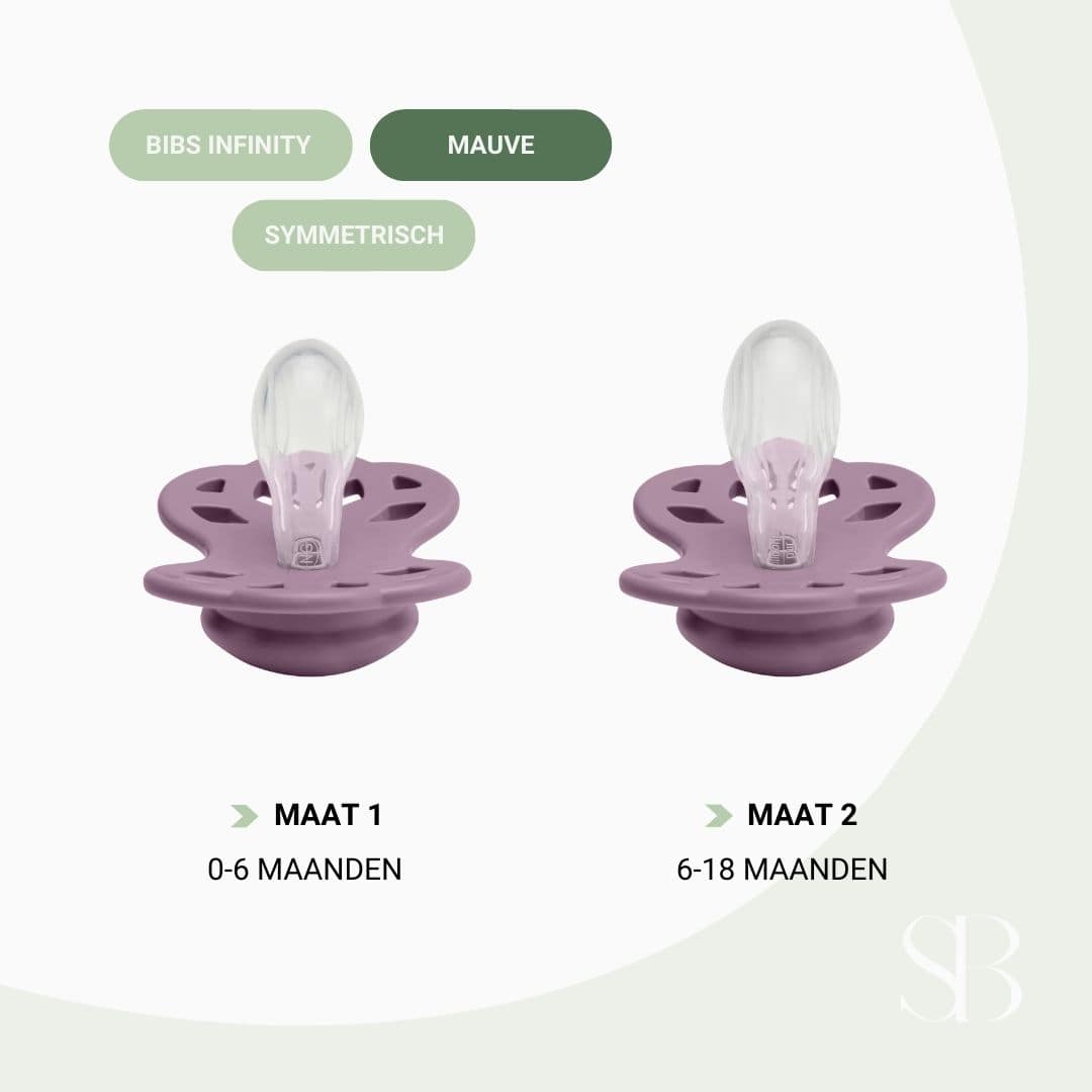 BIBS infinity silicone speen met symmetrische speenvorm in de kleur mauve