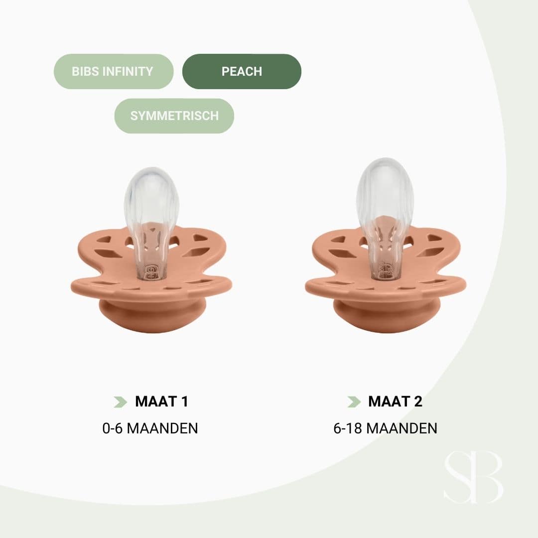 BIBS infinity silicone speen met symmetrische speenvorm in de kleur peach