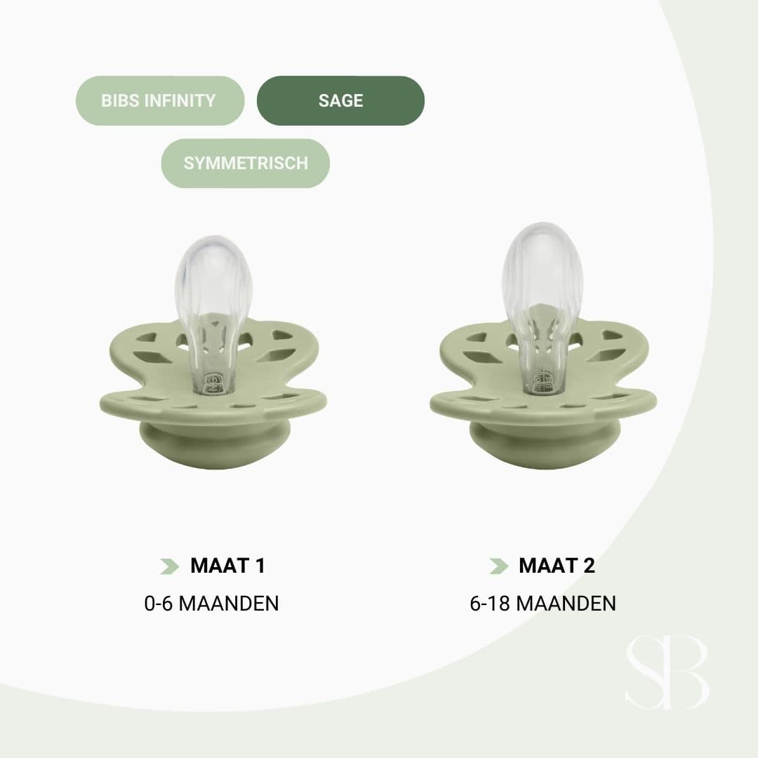 BIBS infinity silicone speen met symmetrische speenvorm in de kleur sage