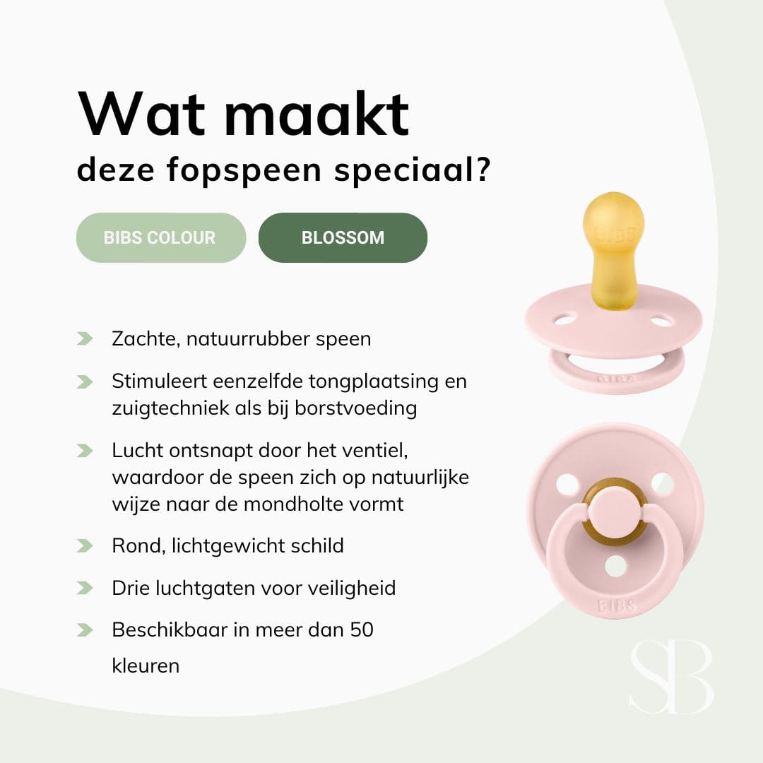 BIBS colour fopspeen met natuurrubber speen in de kleur blossom