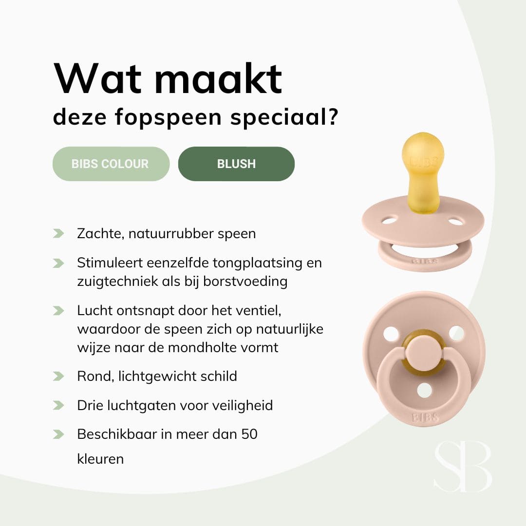 BIBS colour fopspeen met natuurrubber speen in de kleur blush