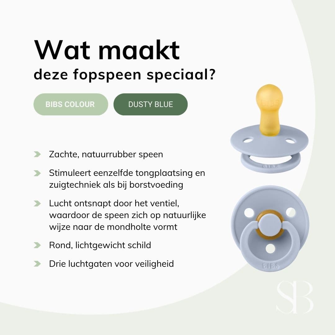 BIBS colour fopspeen met natuurrubber speen in de kleur dusty blue