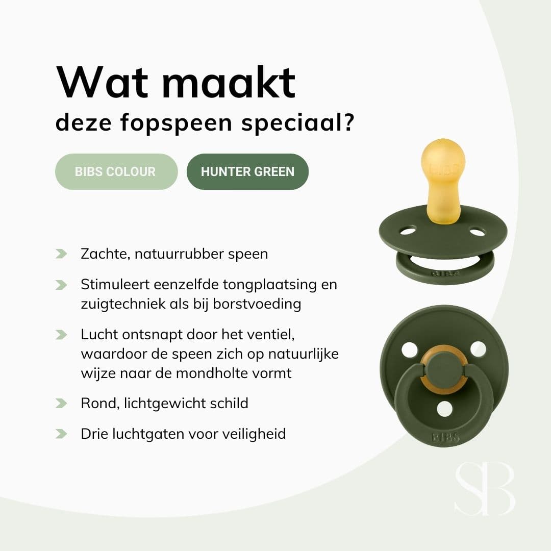 BIBS colour fopspeen met natuurrubber speen in de kleur hunter green