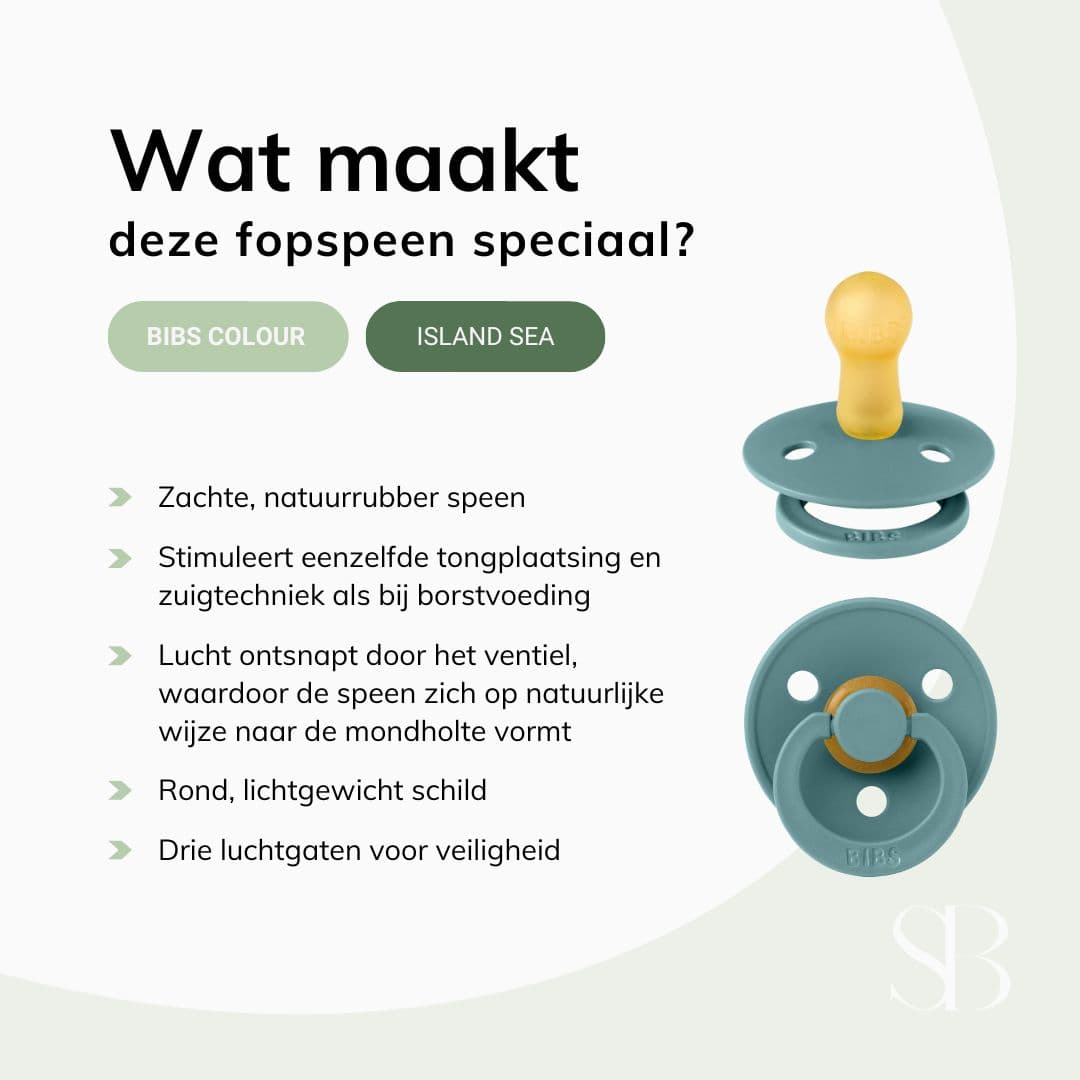 BIBS colour fopspeen met natuurrubber speen in de kleur island sea