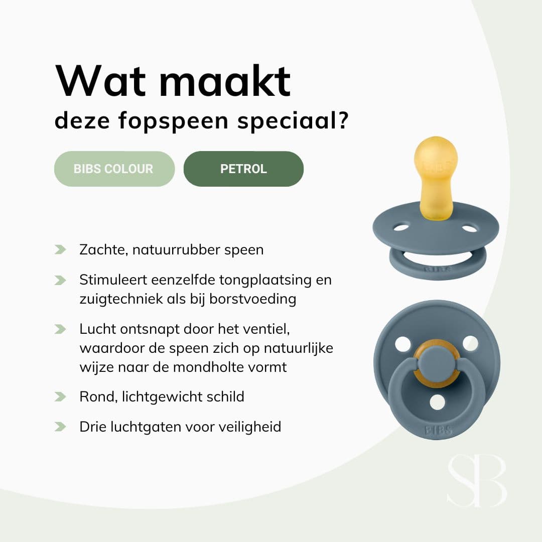 BIBS colour fopspeen met natuurrubber speen in de kleur petrol