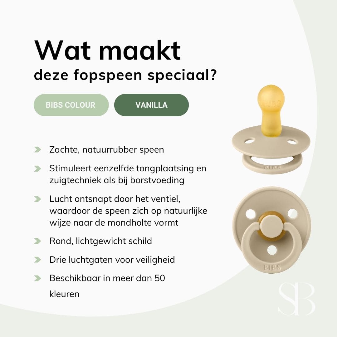 BIBS colour fopspeen met natuurrubber speen in de kleur vanilla