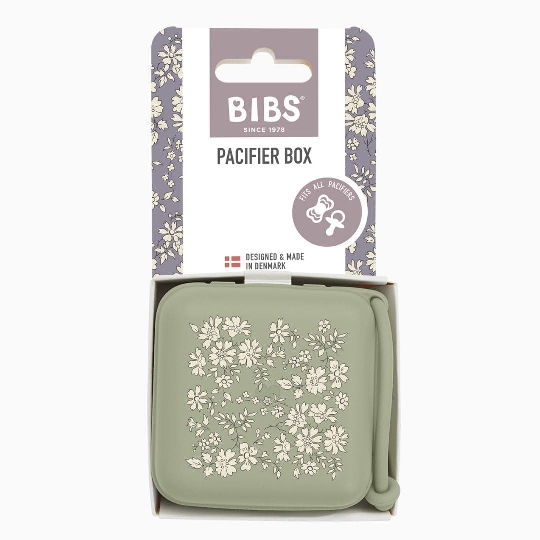 BIBS speendoosje met liberty bloemenprint capel in de kleur sage groen