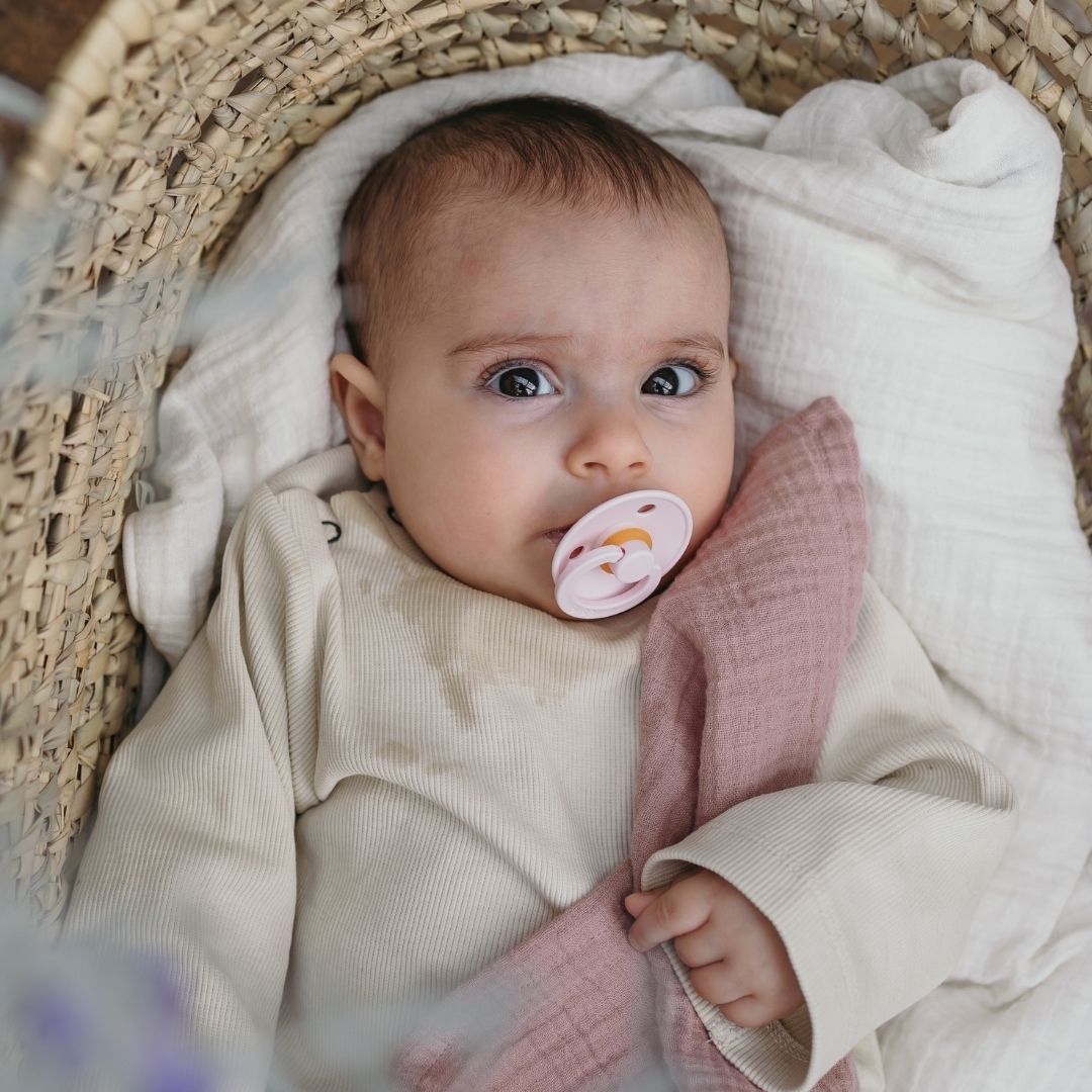 BIBS colour fopspeen met natuurrubber speen in de kleur blossom