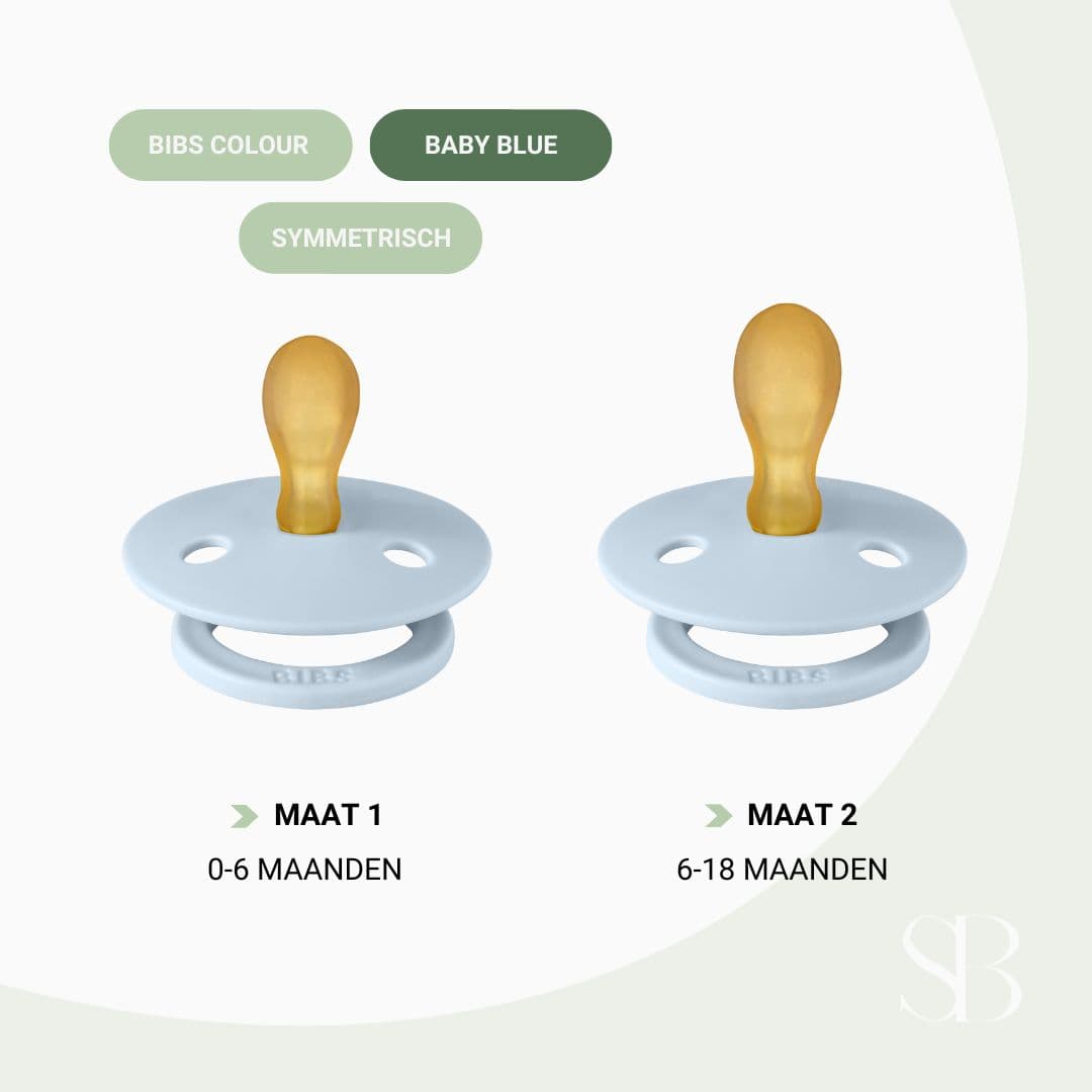 BIBS colour fopspeen met symmetrische speen van natuurrubber in de kleur baby blue