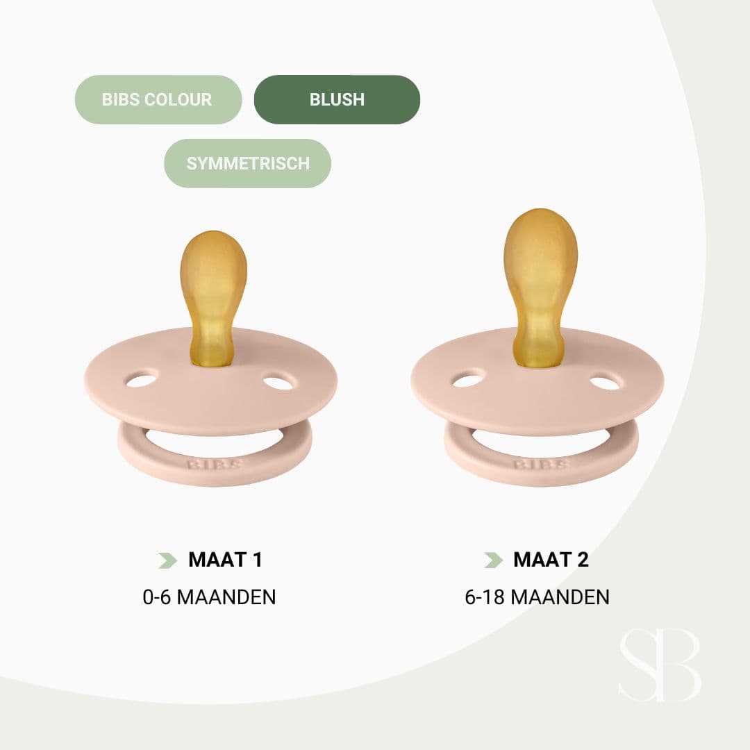 BIBS colour fopspeen met symmetrische speen van natuurrubber in de kleur blush