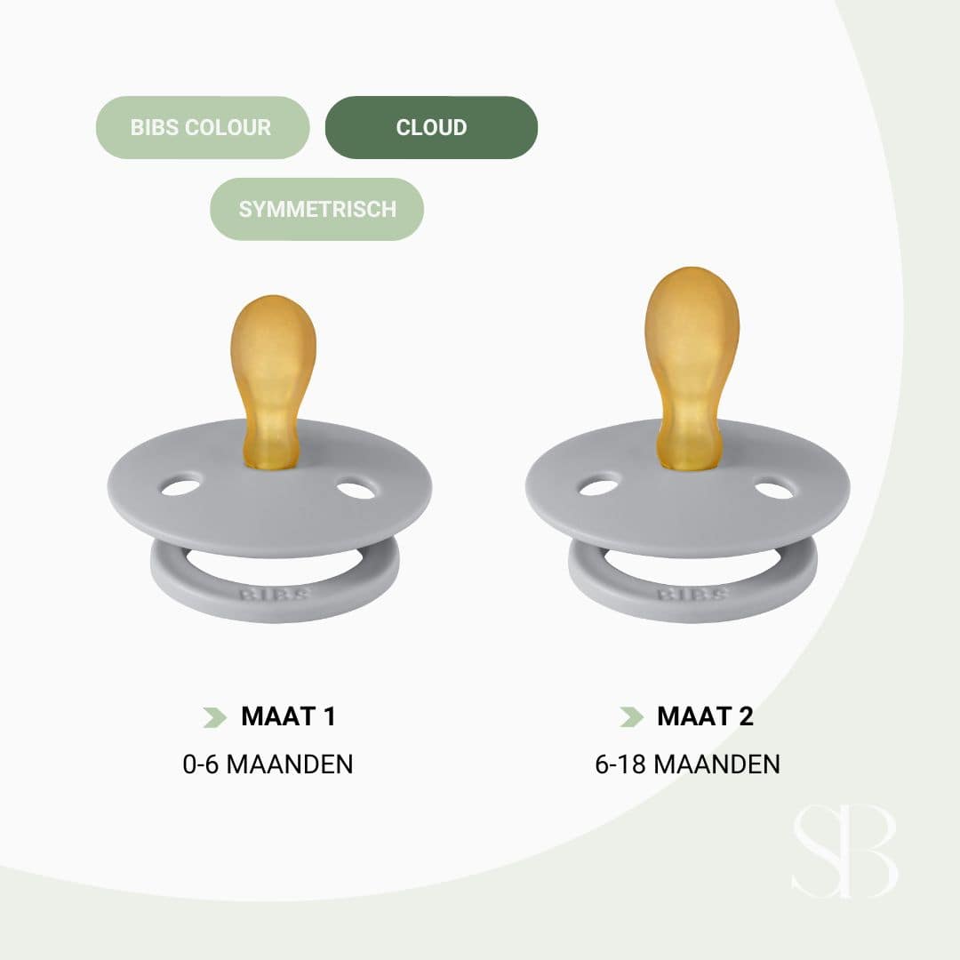 BIBS Colour fopspeen met symmetrische speen van natuurrubber in de kleur cloud licht grijs