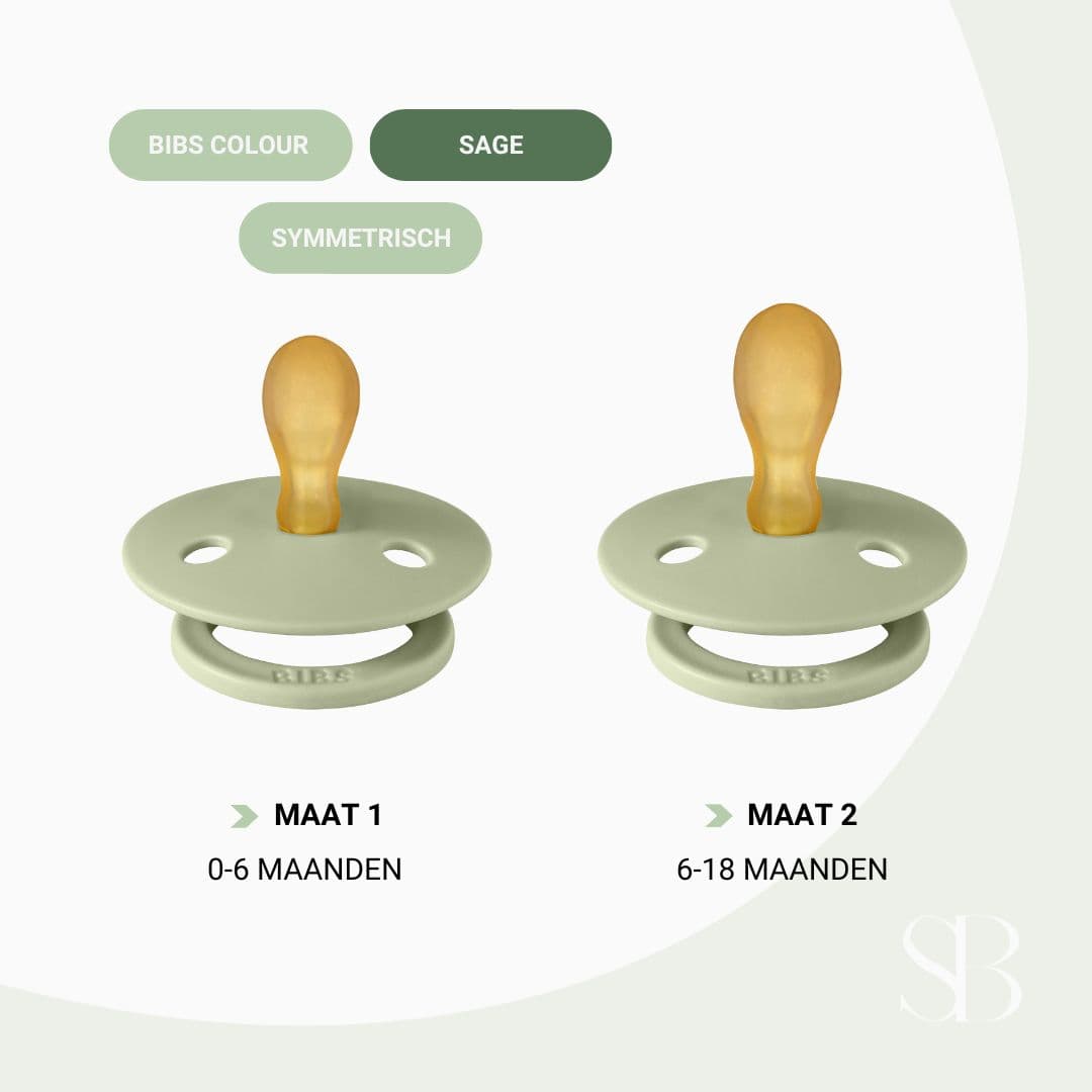 BIBS colour fopspeen met symmetrische speen van natuurrubber in de kleur sage oud groen