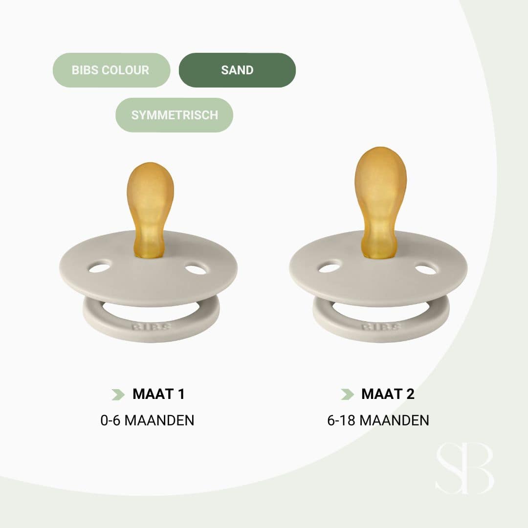 BIBS colour fopspeen met symmetrische speen van natuurrubber in de kleur sand beige