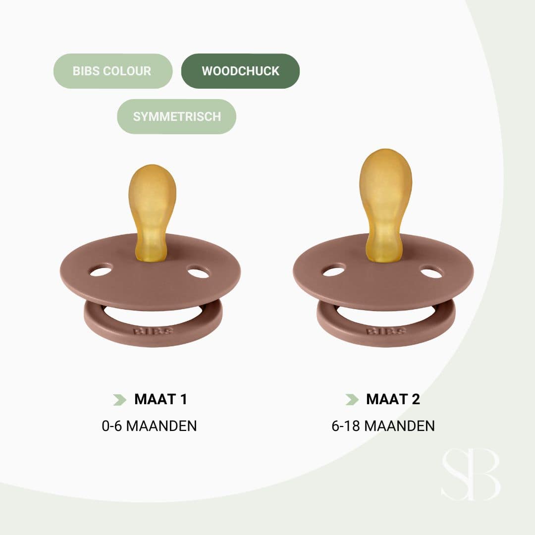 BIBS colour fopspeen met symmetrische speen van natuurrubber in de kleur woodchuck rood bruin