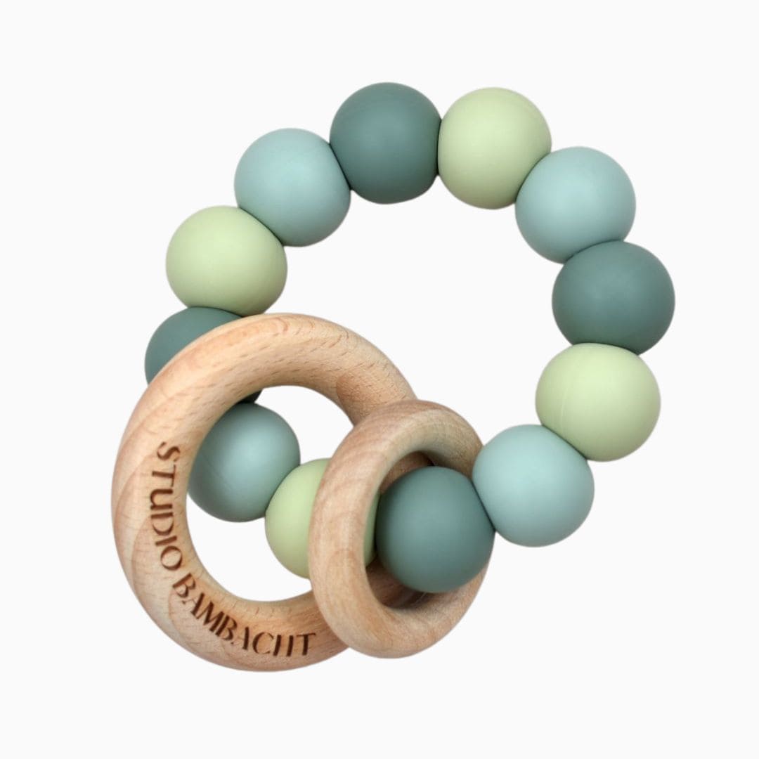 Bijtring groen van siliconen kralen