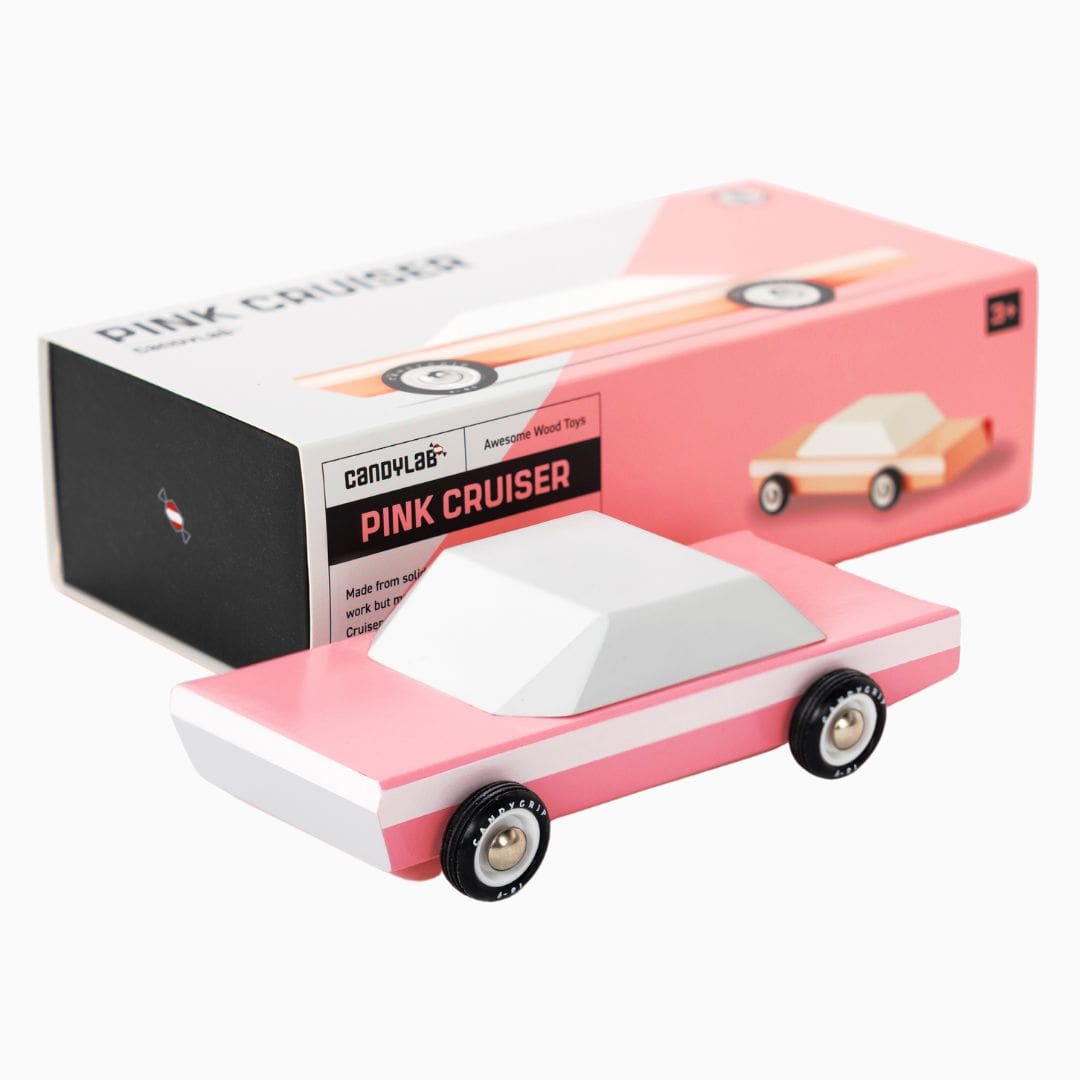 Candylab Toys Americana houten speelgoed auto groot pink cruiser