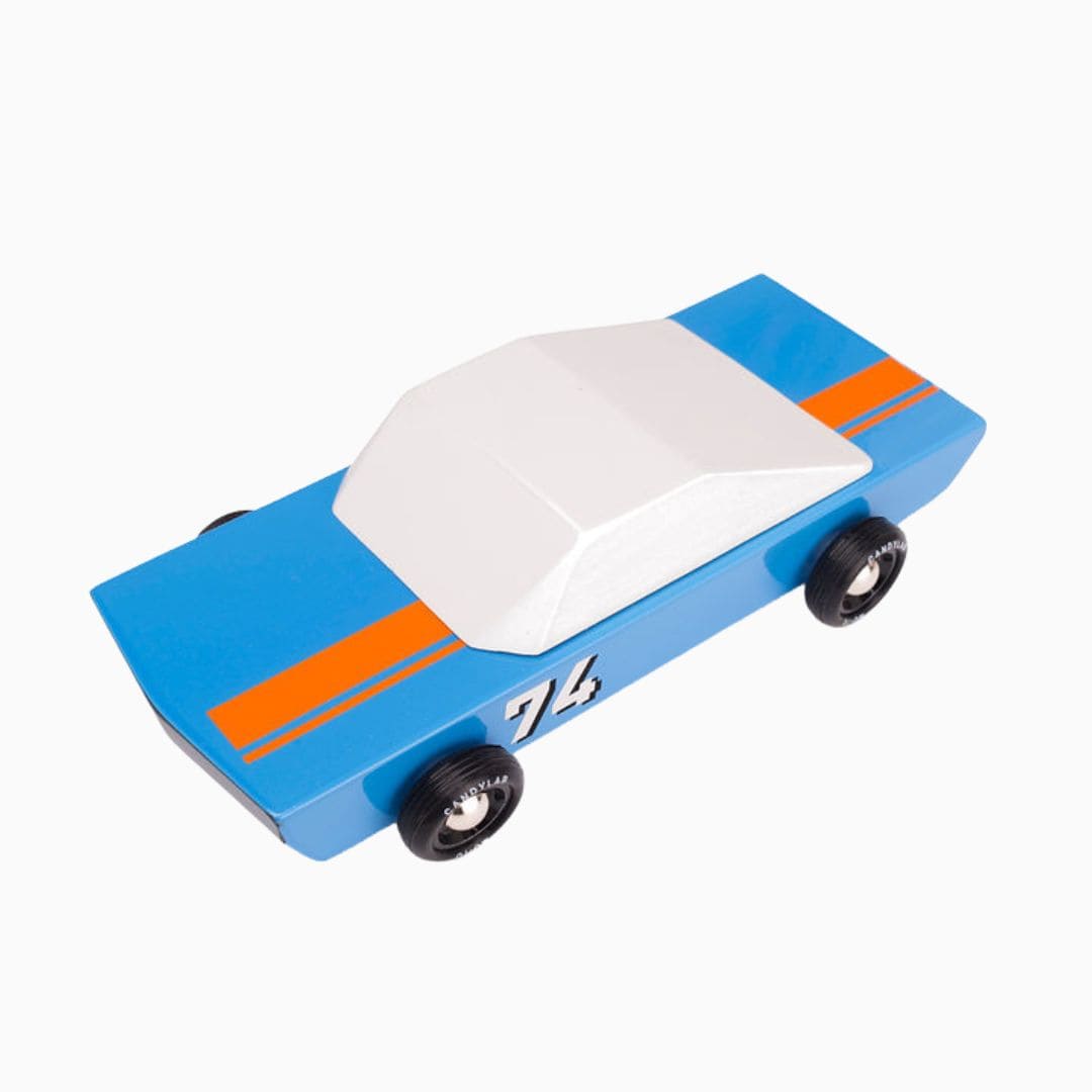 Candylab Toys houten raceauto Americana Blu 74