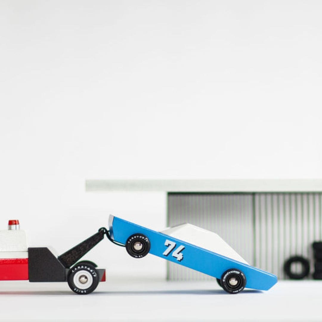 Candylab Toys houten raceauto Americana Blu 74