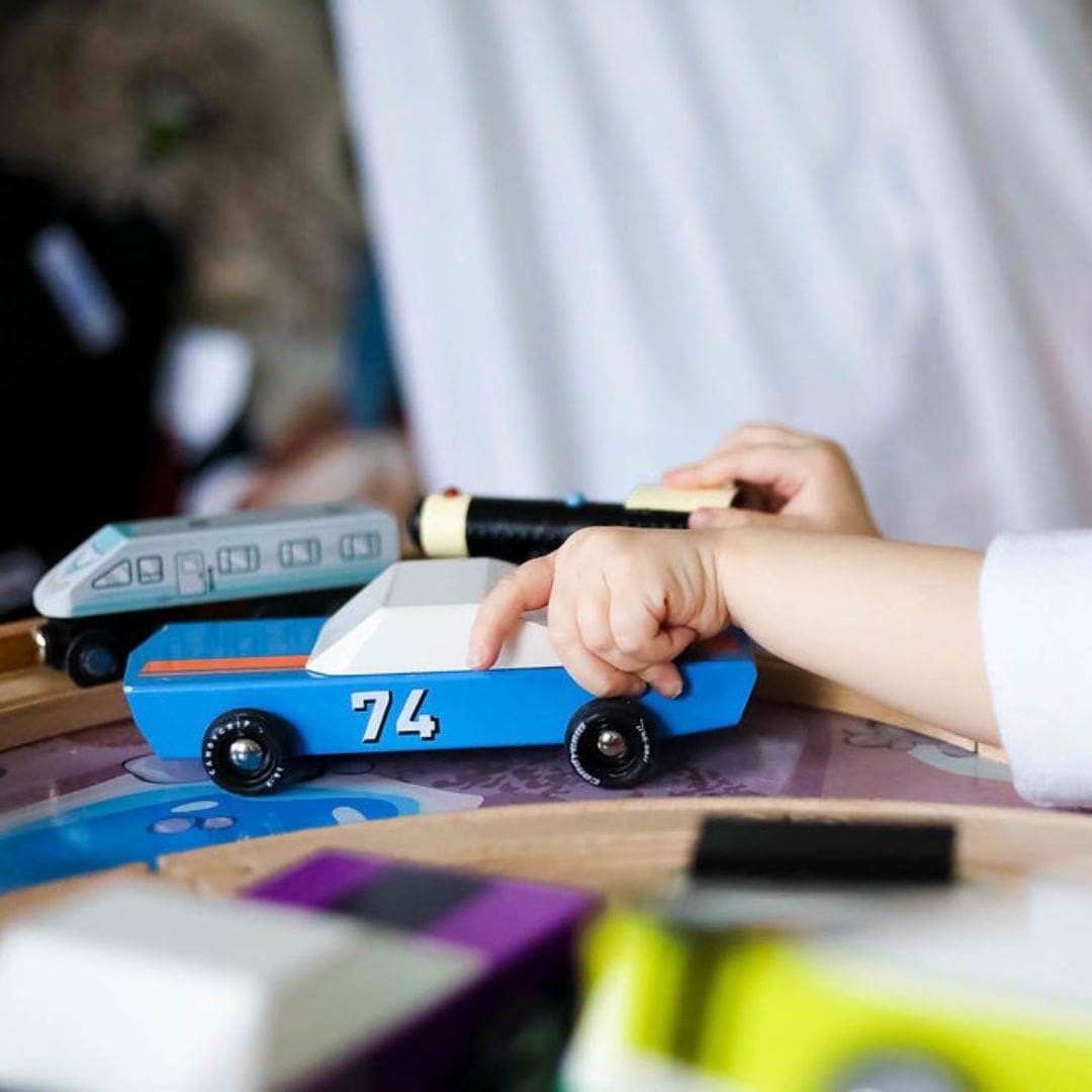 Candylab Toys houten raceauto Americana Blu 74