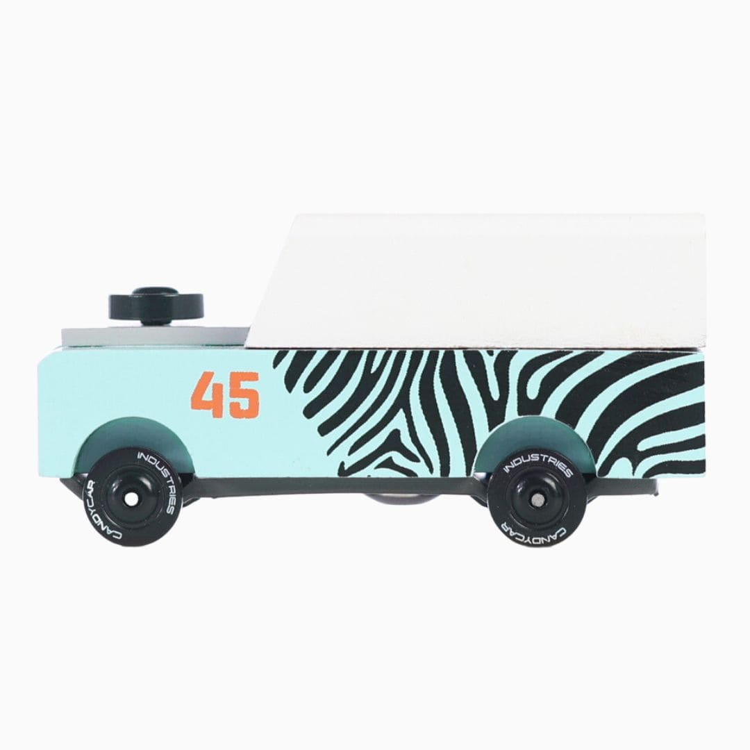 Candylab Toys candycar houten speelgoedauto Zebra Drifter terreinwagen