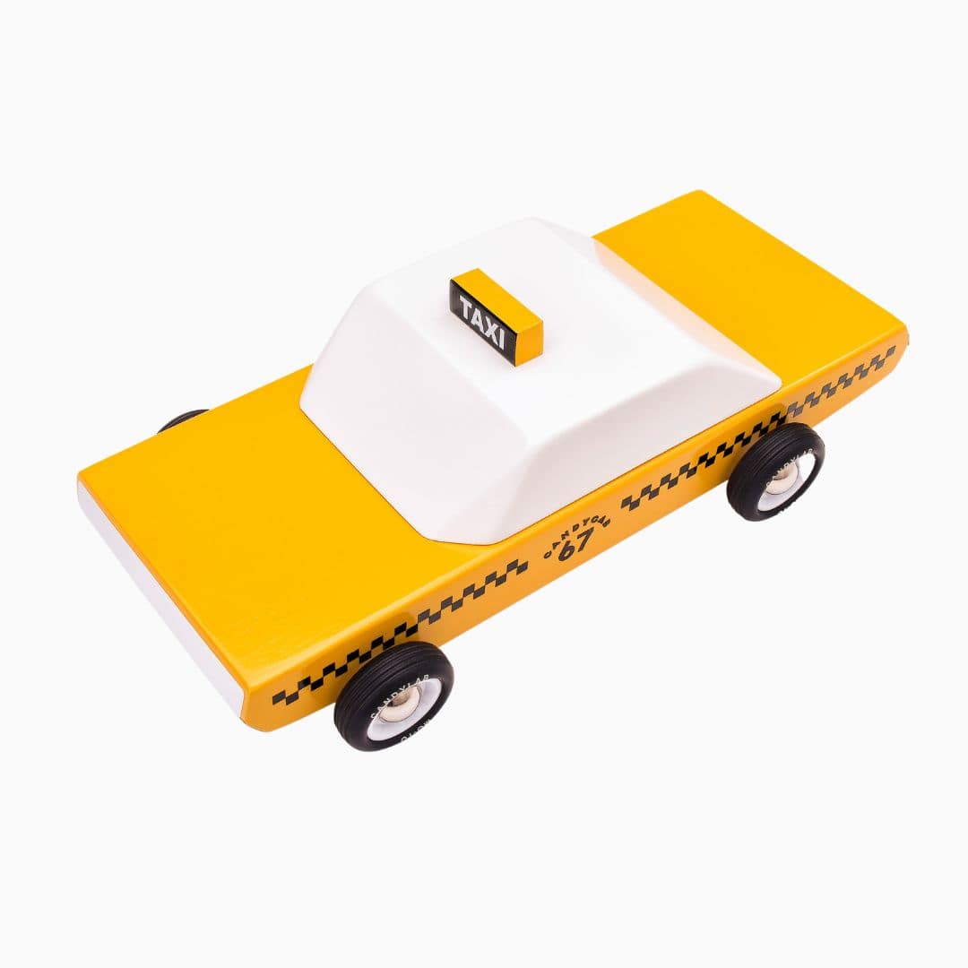 Candylab Toys houten speelgoedauto taxi Americana Candycab van massief beukenhout