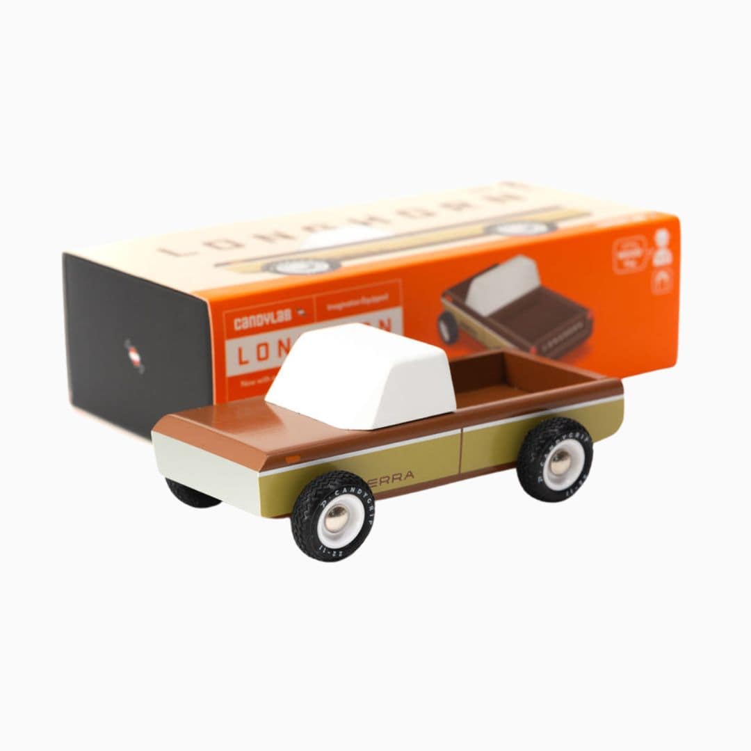 Candylab Toys houten speelgoed auto Americana Longhorn Sierra pick-up truck van massief beukenhout