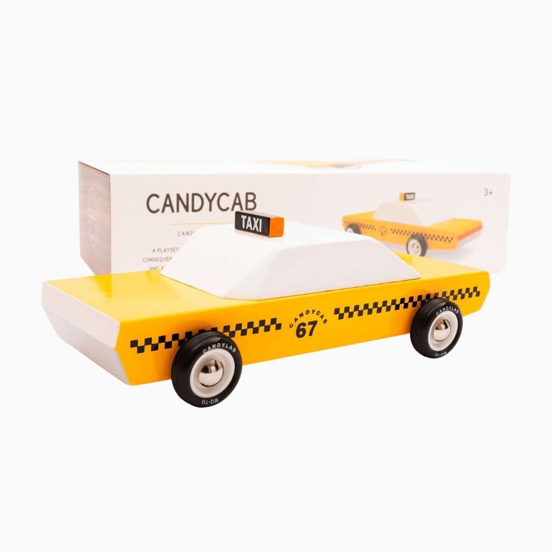 Candylab Toys houten speelgoedauto taxi Americana Candycab van massief beukenhout
