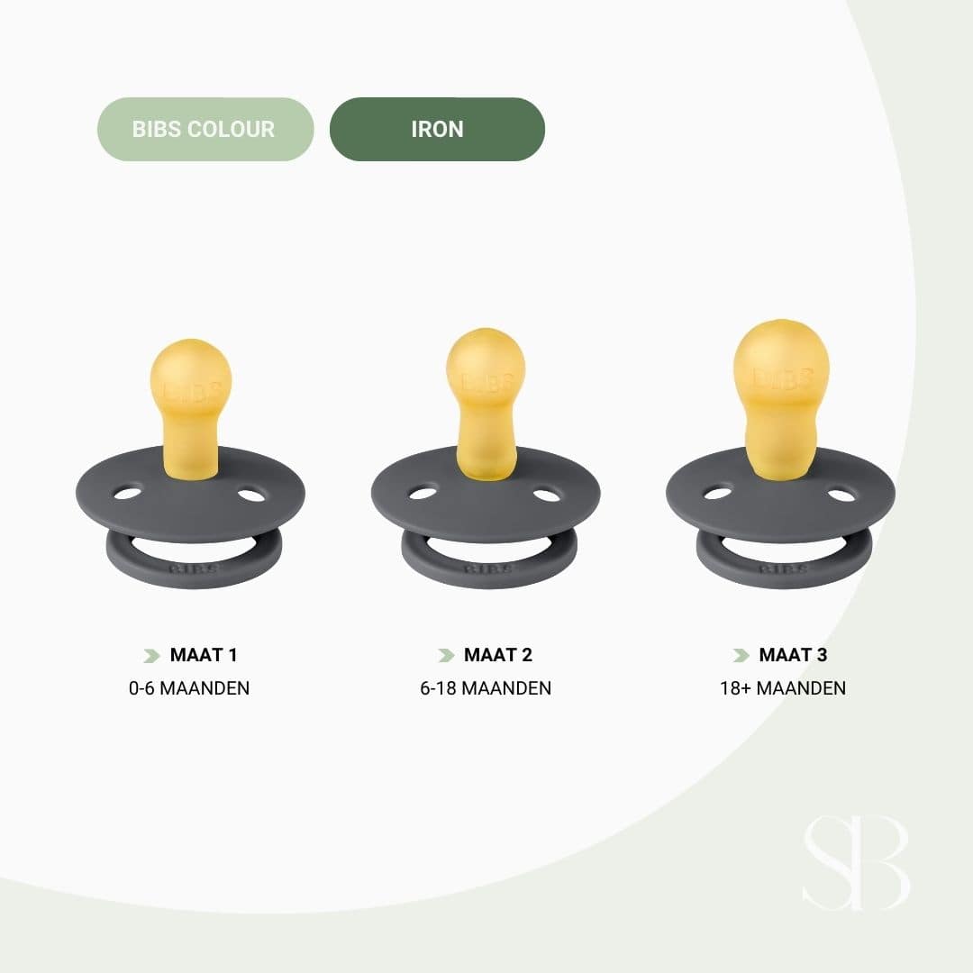 BIBS colour fopspeen met natuurrubber speen in de kleur iron