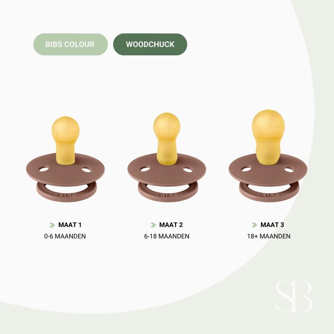 BIBS colour fopspeen met natuurrubber speen in de kleur woodchuck